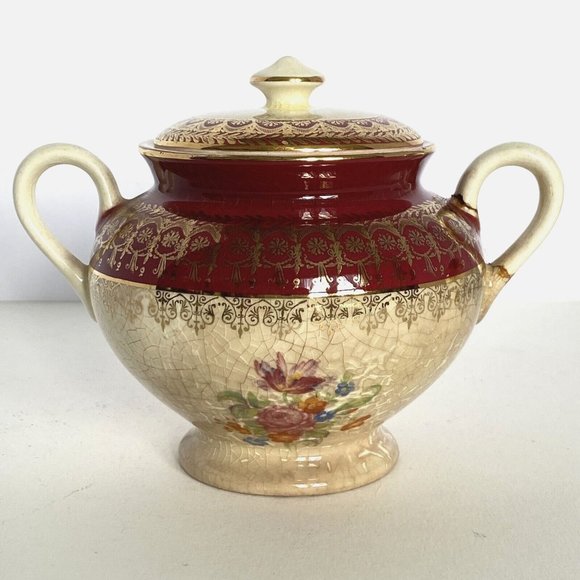 Steubenville Creamer Sugar No1259 Vintage 22-Karat Gold 1930s Floral Design US - Picture 12 of 16